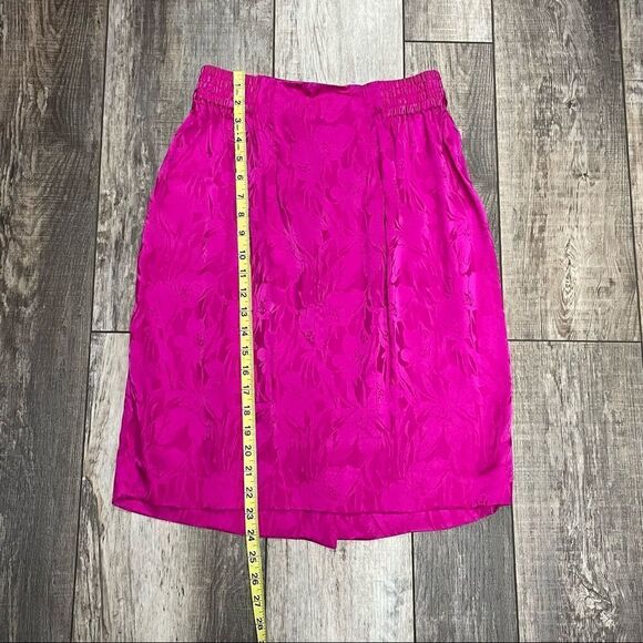Adrianna Papell Fuchsia Pink Silk Skirt With Floral Design Size 8 - Picture 4 of 10